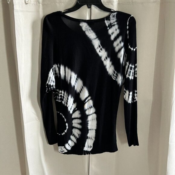 INc Womens Top Small Black White Tie Dye Sequins Retro Rave Geometric Y2K 17112 - Picture 2 of 7